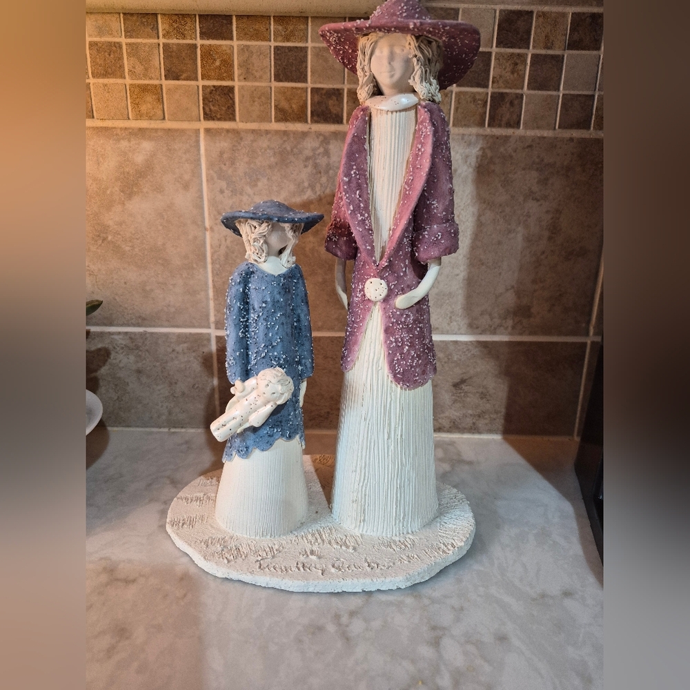 Alain-Marie Tremblay Signed Stoneware Pottery Woman & Girl Figurine - Picture 5 of 5
